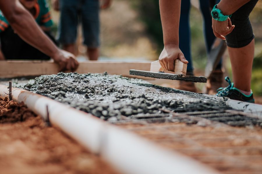 Construction crew at work on a build site